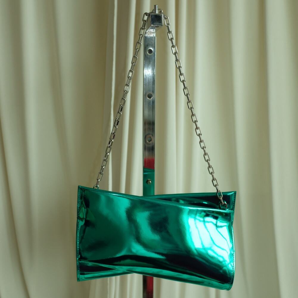 Christian Louboutin Loubitwist Iceberg Specchio Bag - Green Metallic, NWT - Picture 2 of 11